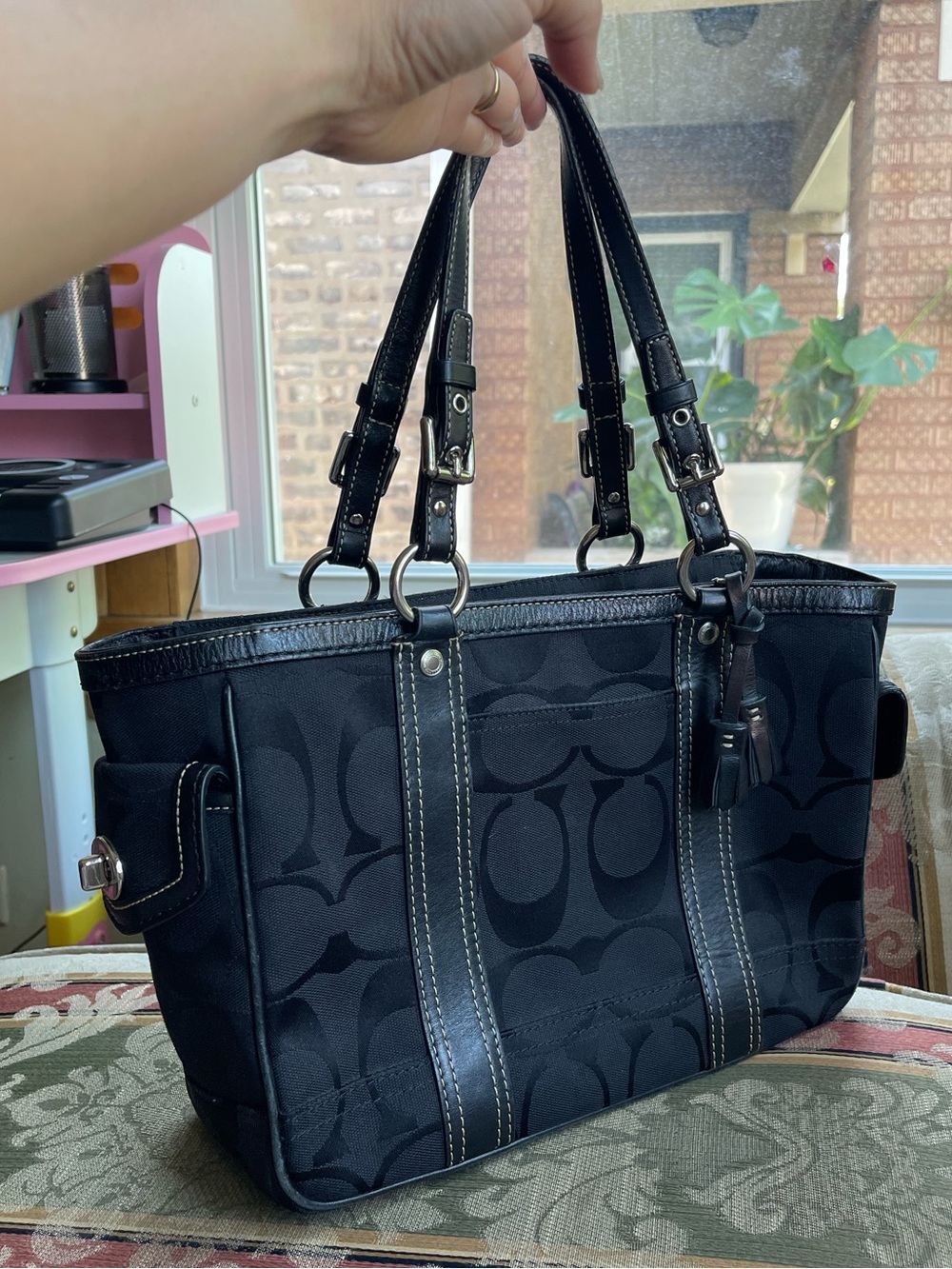 Coach Vintage Y2K Signature Jacquard Buckle Gallery Tote.